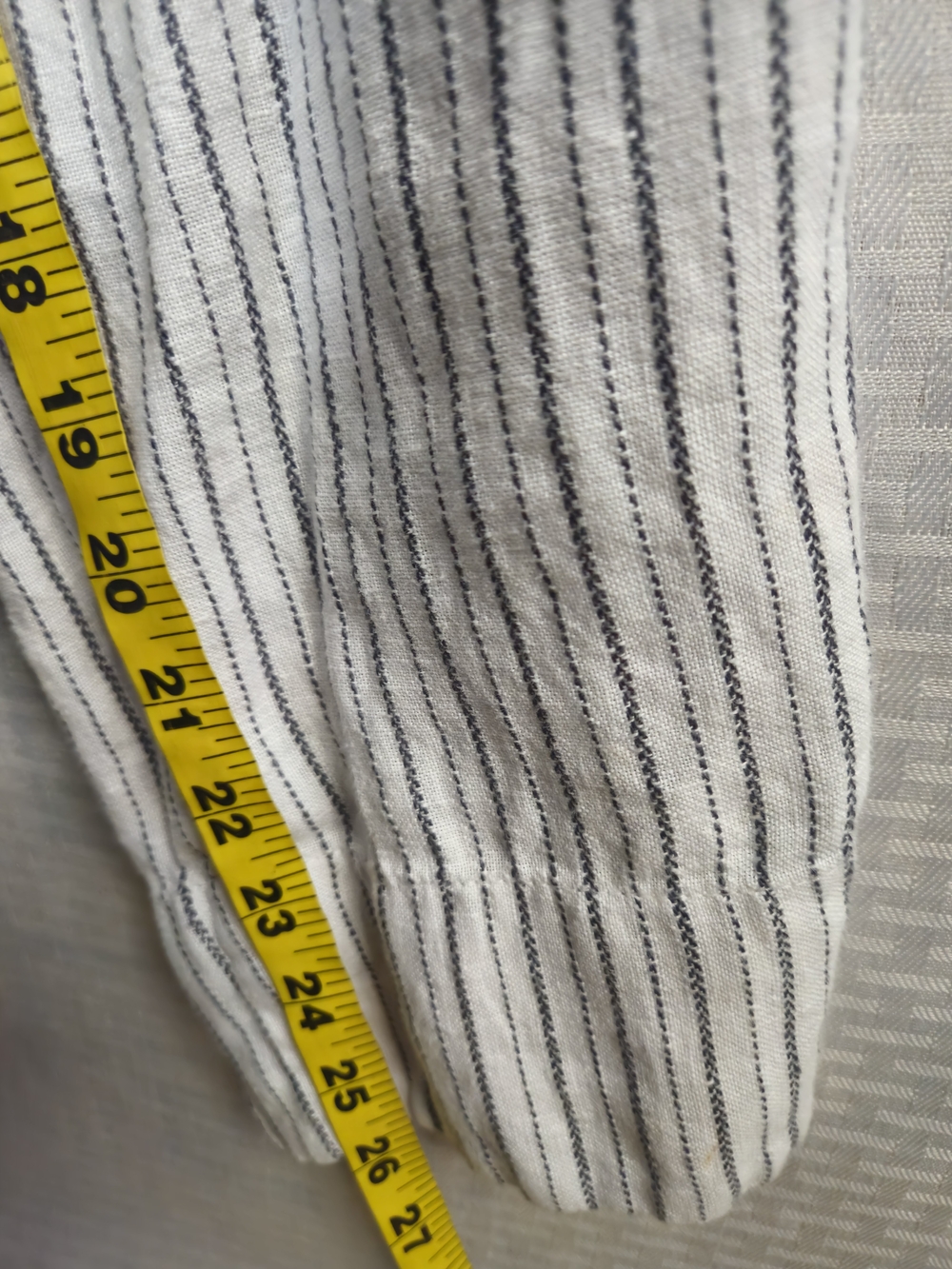 Athleta White Cropped Pinstripe Drawstring Pants Size 8 100% Linen. - Picture 8 of 9